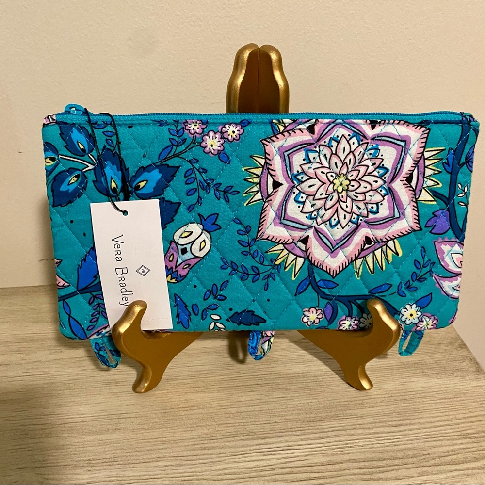 Vera Bradley Pencil Pouch/Case in Peacock Garden - NEW
